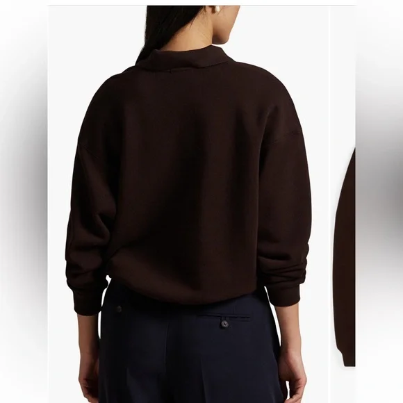Ralph Lauren Dark Brown polo-collar fleece pullover  small medium - Picture 3 of 6